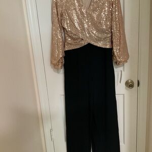 Vince Camuto Gold and Black Jumpsuit with Sequin Top